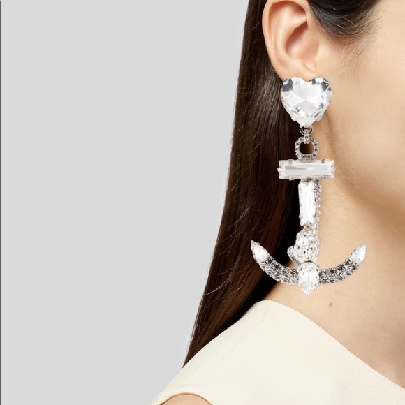 Alessandra Rich Crystal Anchor Clip On Earrings - Picture 2 of 4